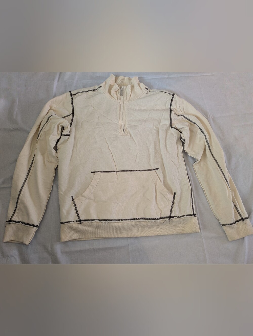 Caterpillar Lined Fuzzy Mock Neck 1/4 Zip Cotton Sweatshirt